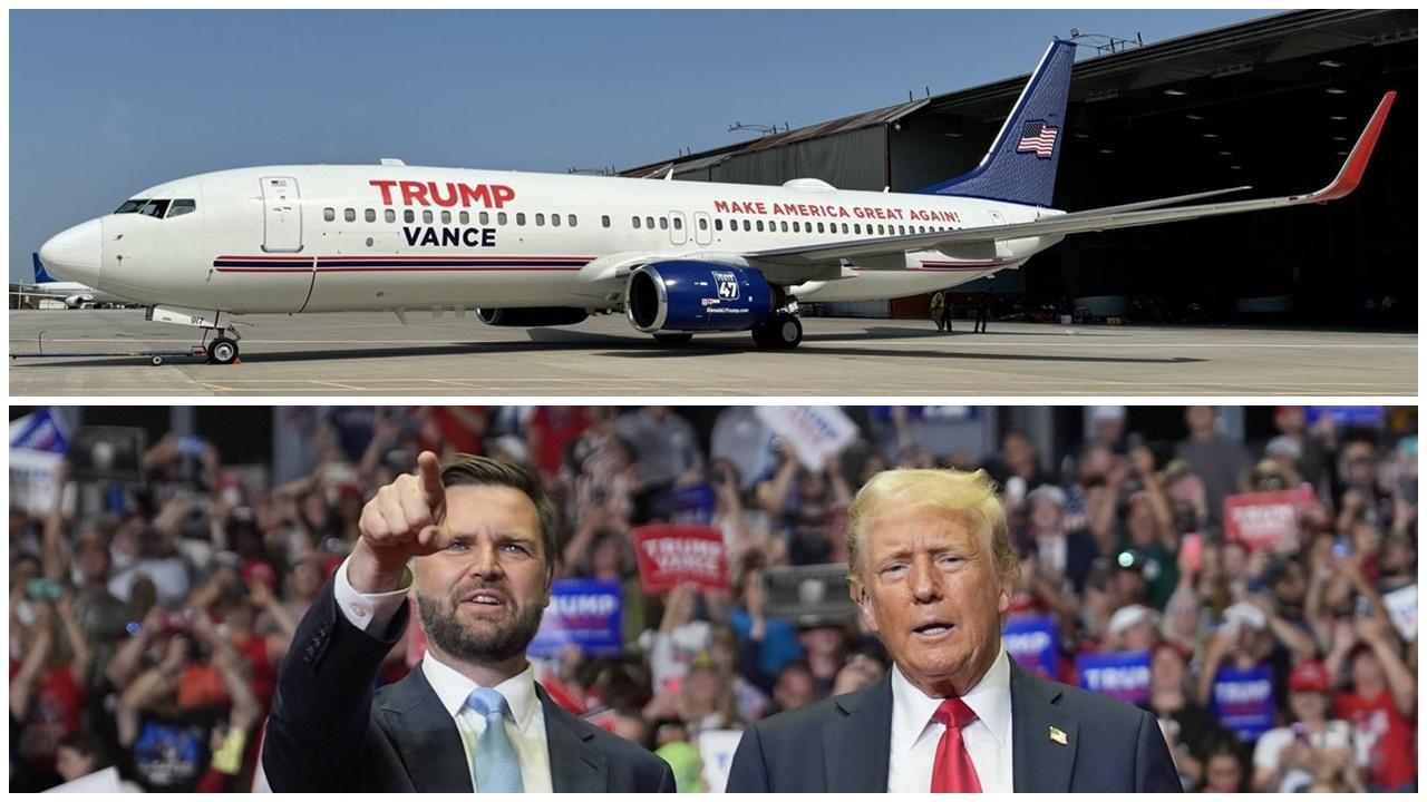 美國大選2024，特朗普大手筆買737客機，供萬斯聯名陪跑。(X)