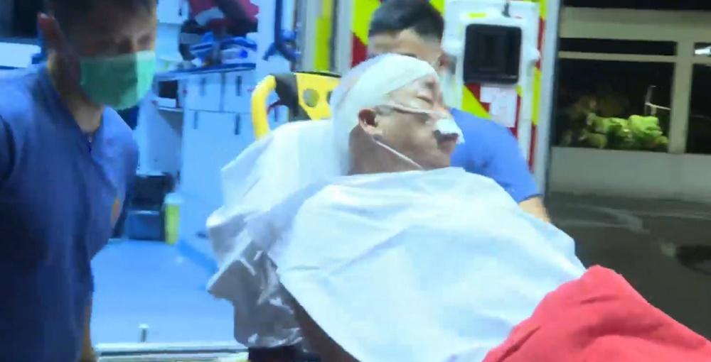 慈雲山法藏寺發生工業意外，地盤工墮15米深山坡頭部受傷送院。(電視截圖)