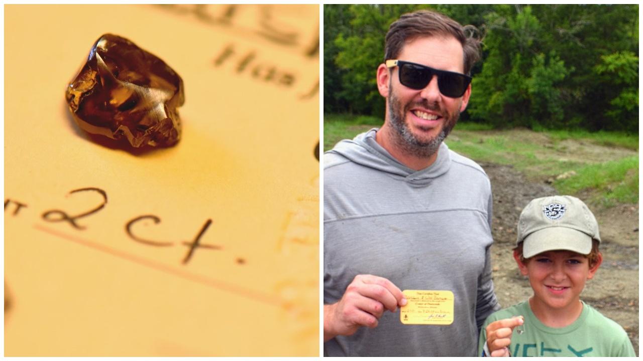 美父子尋寶挖出2卡鑽石，鑽石公園：今年第二大。(X)