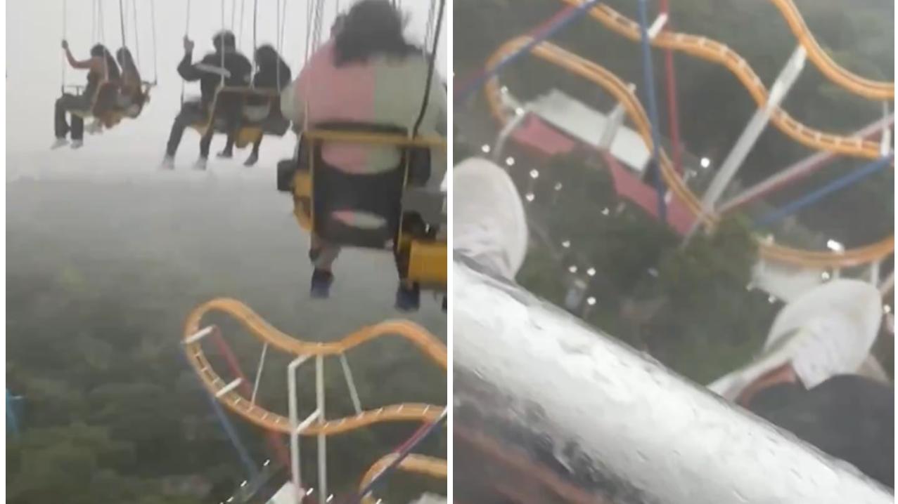 數十人坐飛天韆鞦遇惡劣天氣，被困60米高空雙腳吊吊揈。(X)