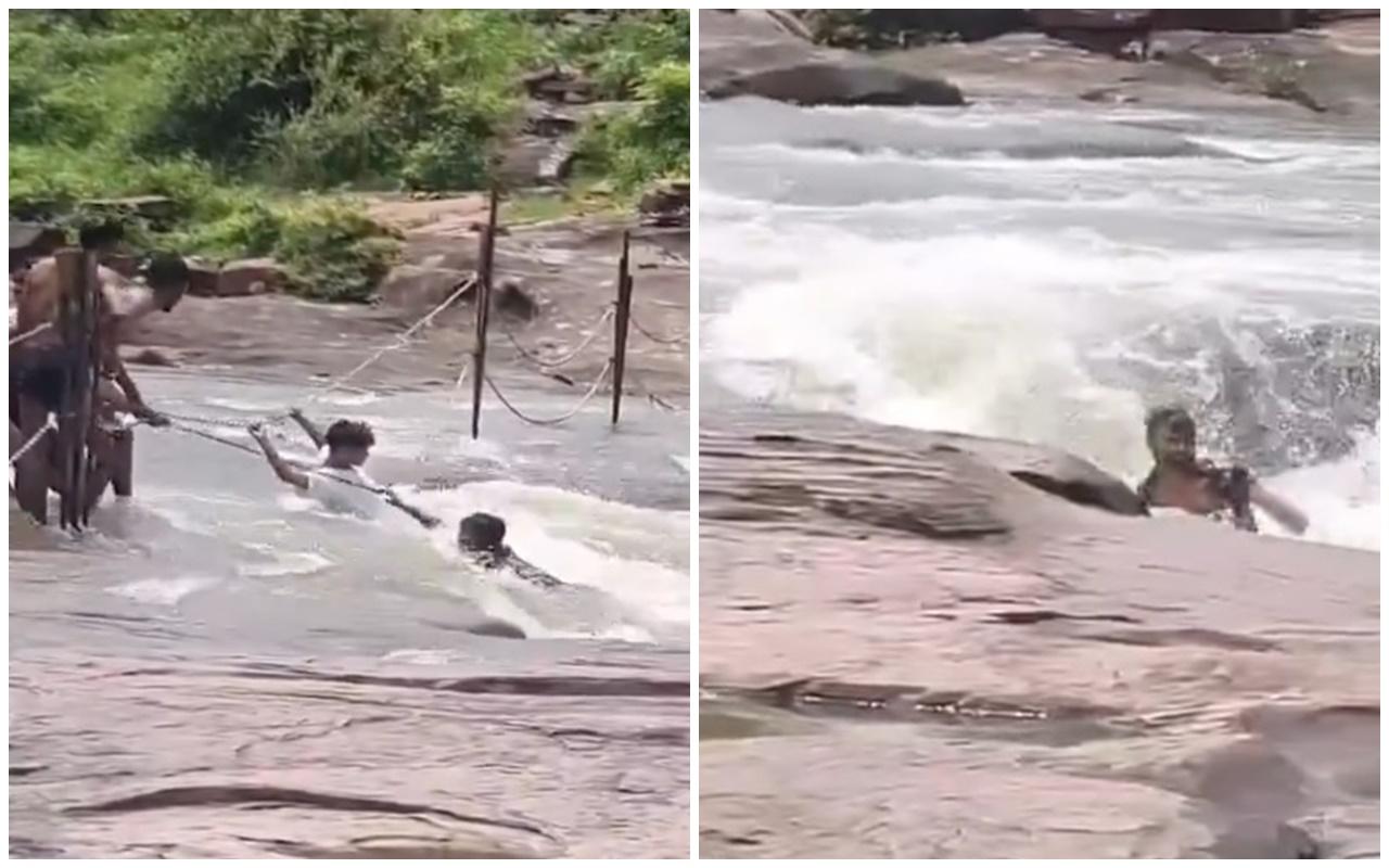 急流滑石上自拍，男子被沖走墮45米瀑布失蹤。(X)