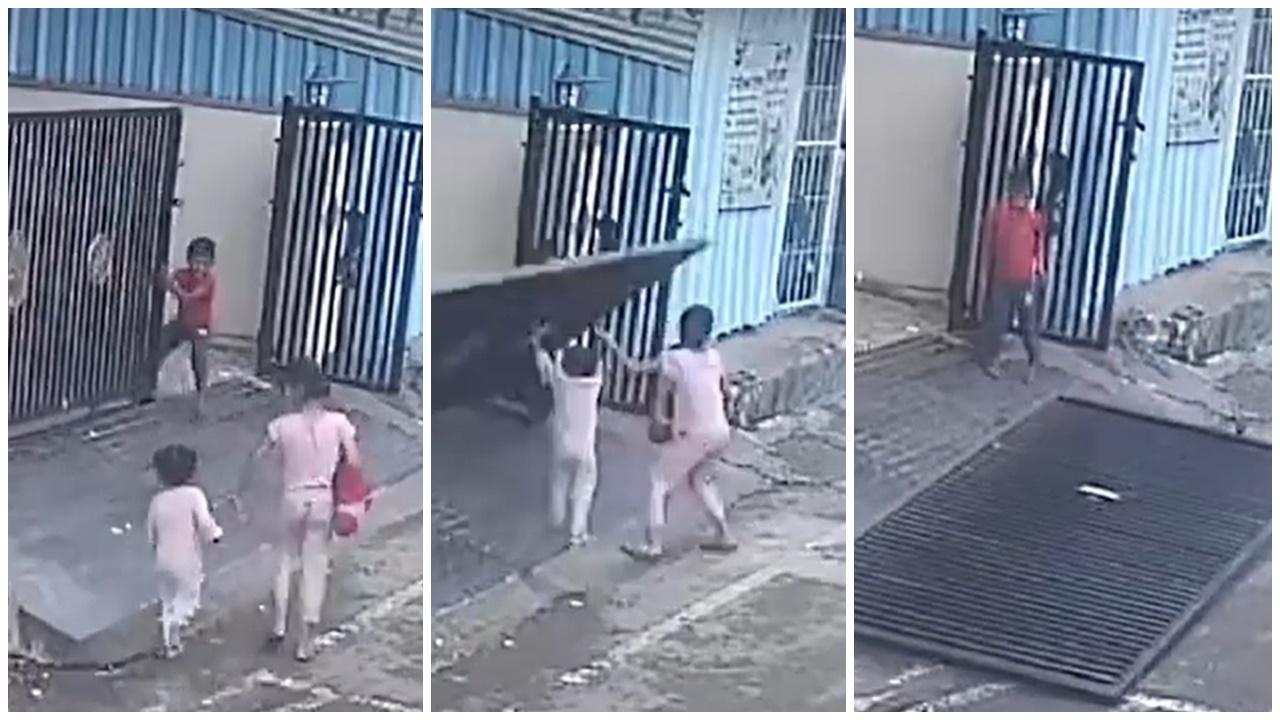 3歲女童慘遭巨型鐵閘砸死，駭人畫面曝光。(X)