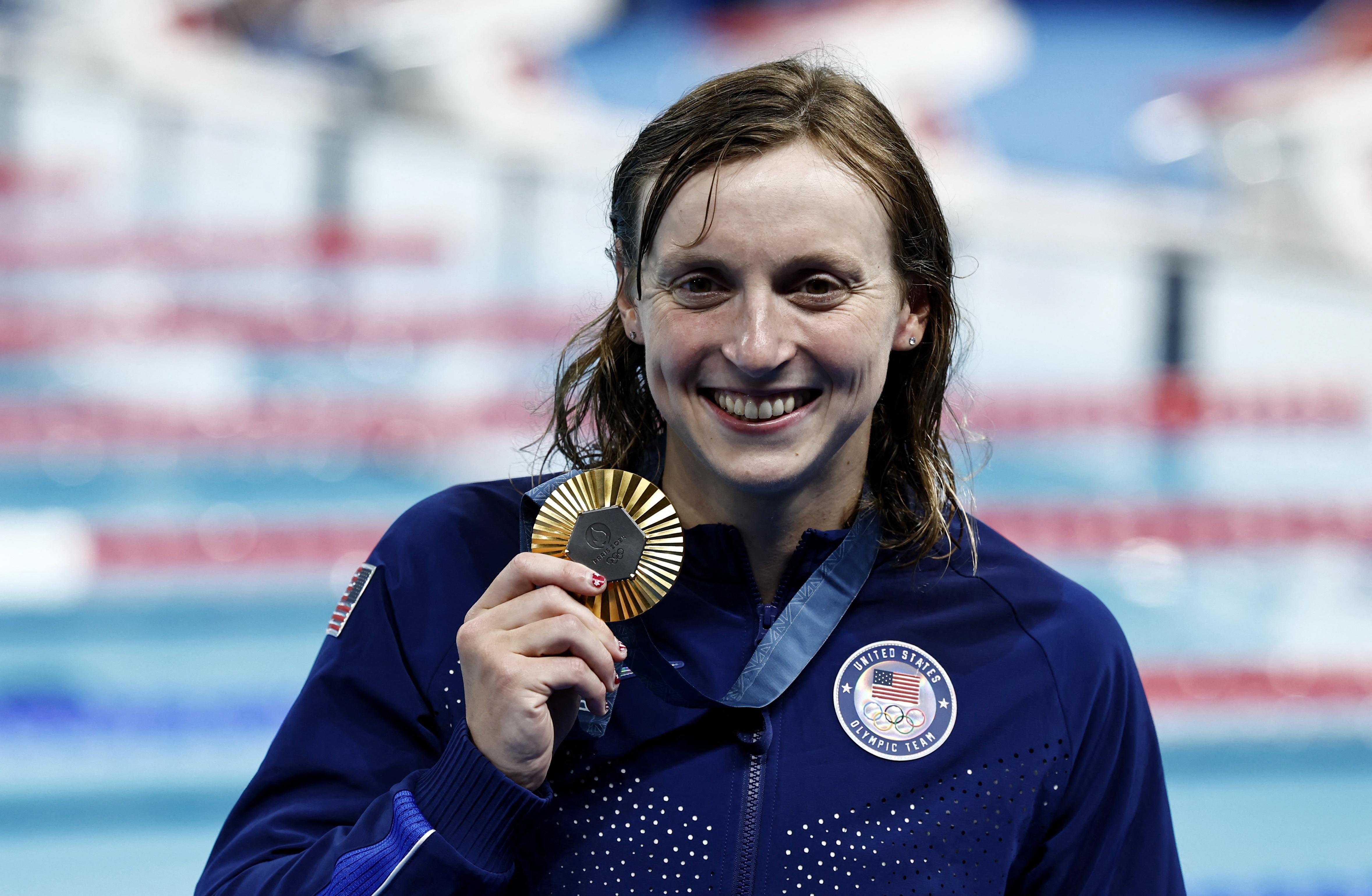 美國女飛魚名將列迪姬（Katie Ledecky）在女子1500米自由泳決賽衞冕。(路透社)