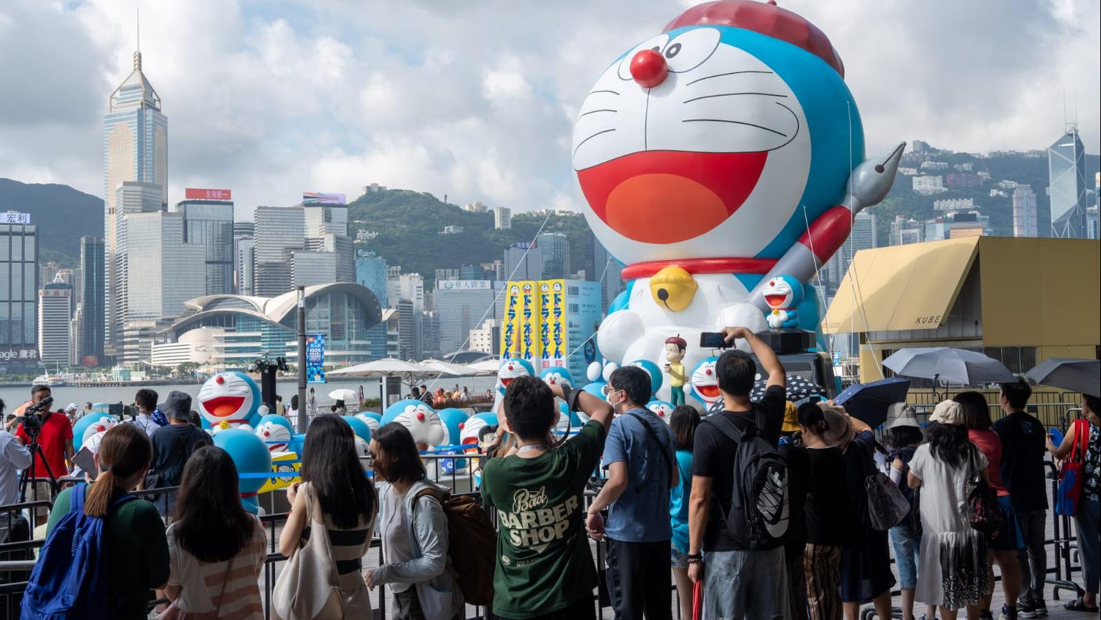 「100%多啦A夢 & FRIENDS」香港巡迴特展免費區最後一天開放。(陳奕釗攝)