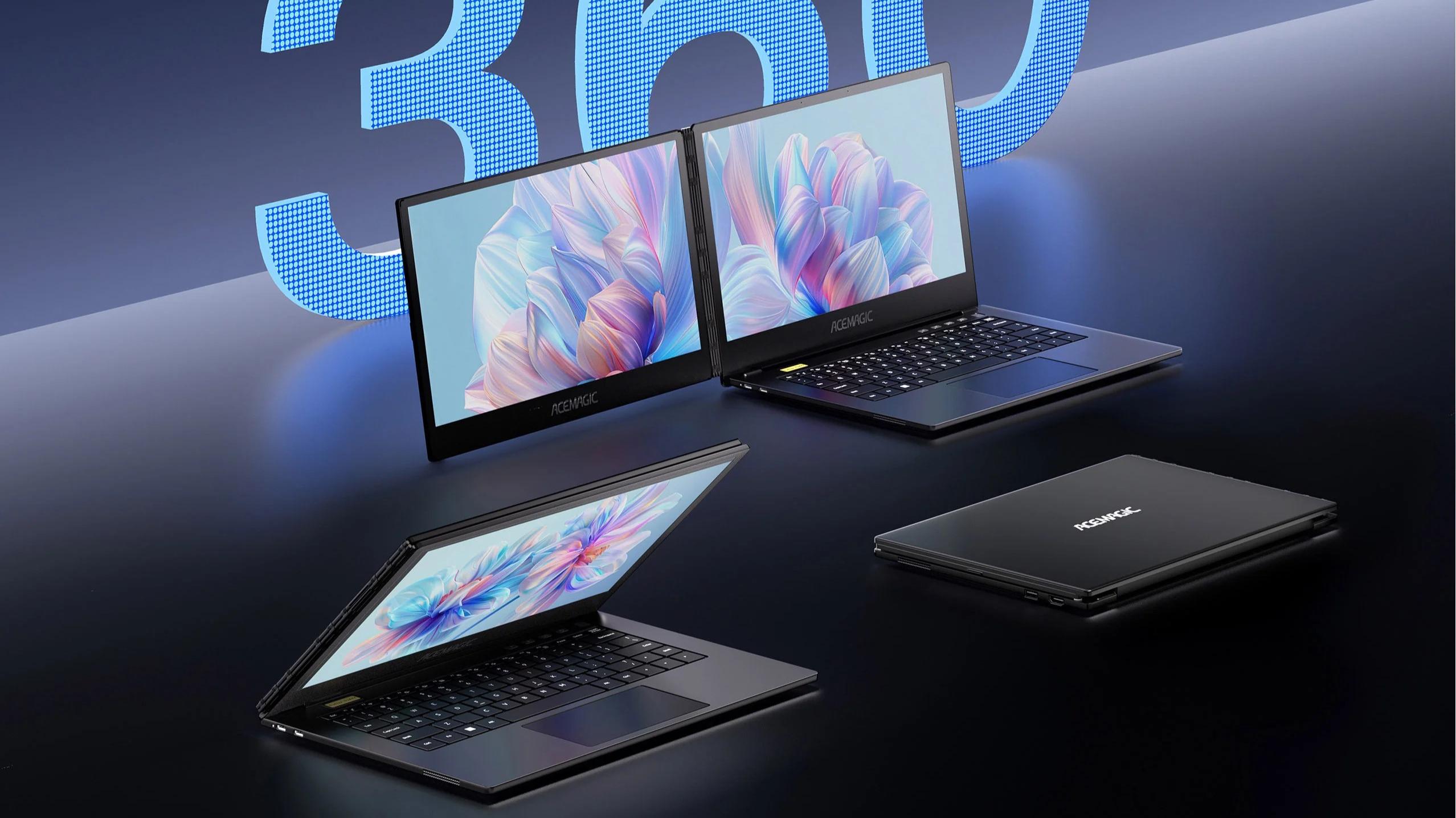 國產品牌Acemagic發布　全球首部360度橫向摺疊雙屏幕筆電