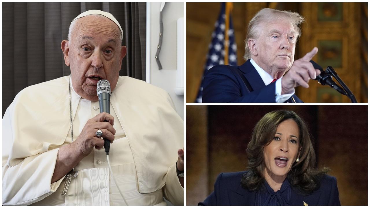 教宗方濟各指特朗普和賀錦麗反對生命，建議選民應兩害取其輕。