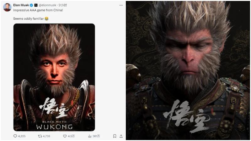 黑神話：悟空｜馬斯克AI換臉神似主角　自嘲好熟面口