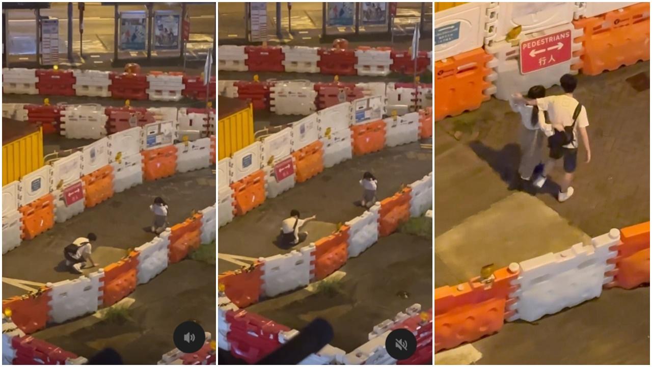 年輕情侶街頭吵架