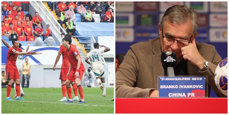 世界盃外圍賽亞洲區18強賽C組第二輪，國足大部分時間踢多一人的情況下，主場1:2反負沙特阿拉伯，國足主帥伊雲高域未正面回應會否下台(新華社)