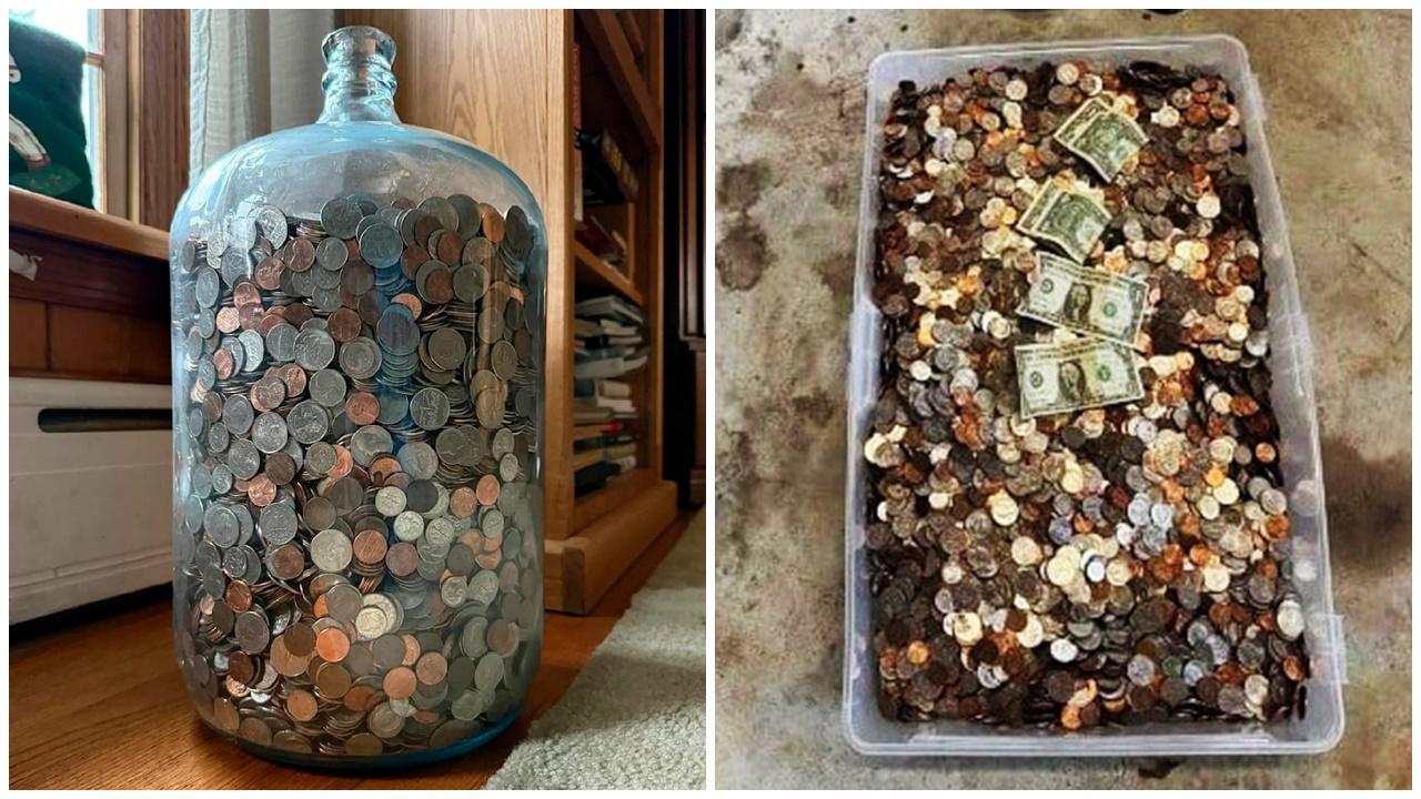 91歲爺爺儲70年硬幣，一家人花一星期點算有驚喜。(Reddit)