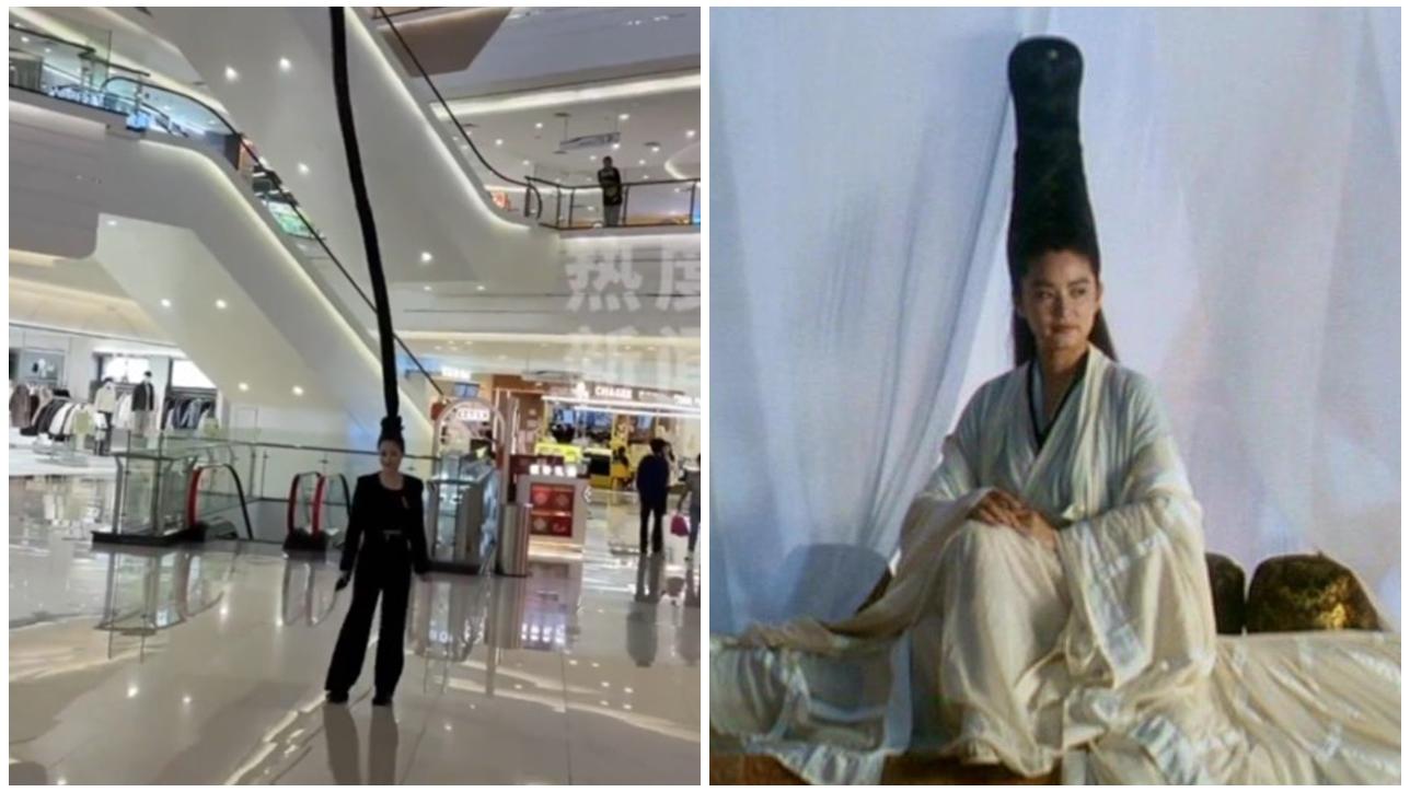 浙江女髮型兩層樓高超越「神龍教主」，網民倜侃：人型電車？