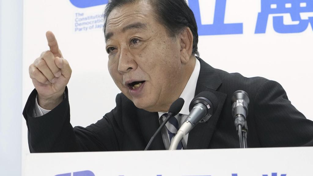 最大在野黨立憲民主黨代表、67歲前首相野田佳彥確定在千葉14區當選。(美聯社)