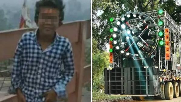 男童在博帕爾一個節慶活動上被強勁音樂「震死」。(互聯網)