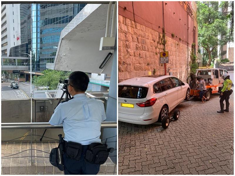 灣仔警區交通日，發554張「牛肉乾」並檢控12車輛。(警方圖片)