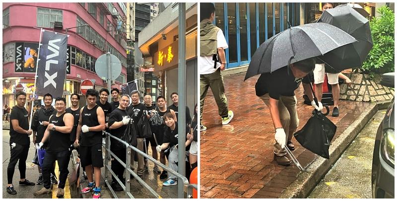 岡田健一9月22日在尖沙咀參加「ゴミ拾いマッチョ（猛男清潔）」活動。（日本駐香港總領事館Facebook）