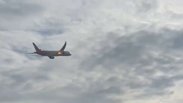 海南航空波音客機被鳥撞引擎「噴火」 折返羅馬機場(有片)