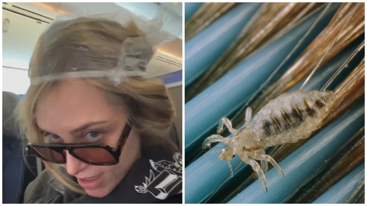 女星搭飛機戴頭套非為時尚，真相曝光遭網民鬧爆。