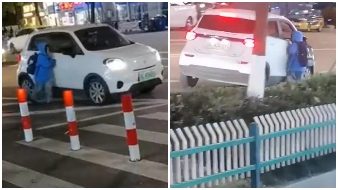 浙江家長開車由得男童拉車門追跑，網民鬧爆「是親生嗎？」(微博)