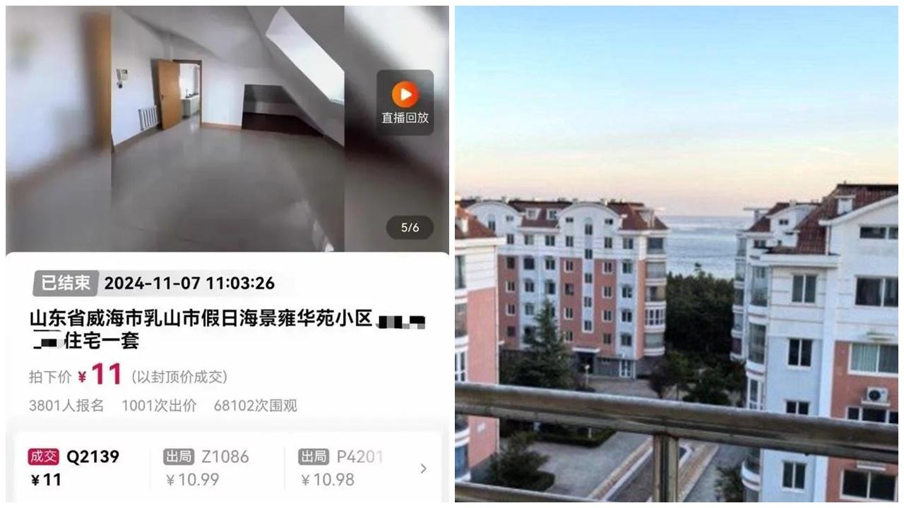 江蘇女11元成功網拍海景樓，已完成過戶羨煞網民。(微博)