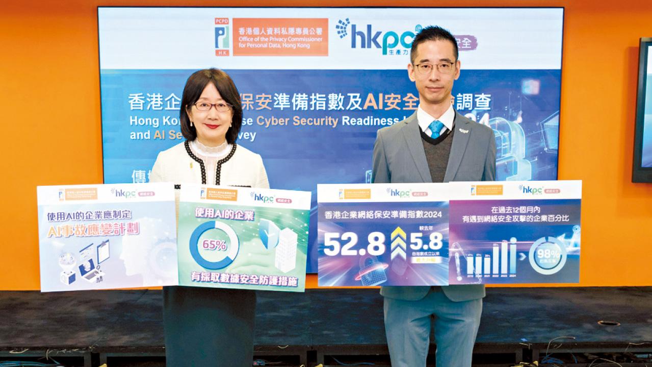 企業網絡保安準備指數按年升5.8點 私隱專員籲關注人工智能私隱風險