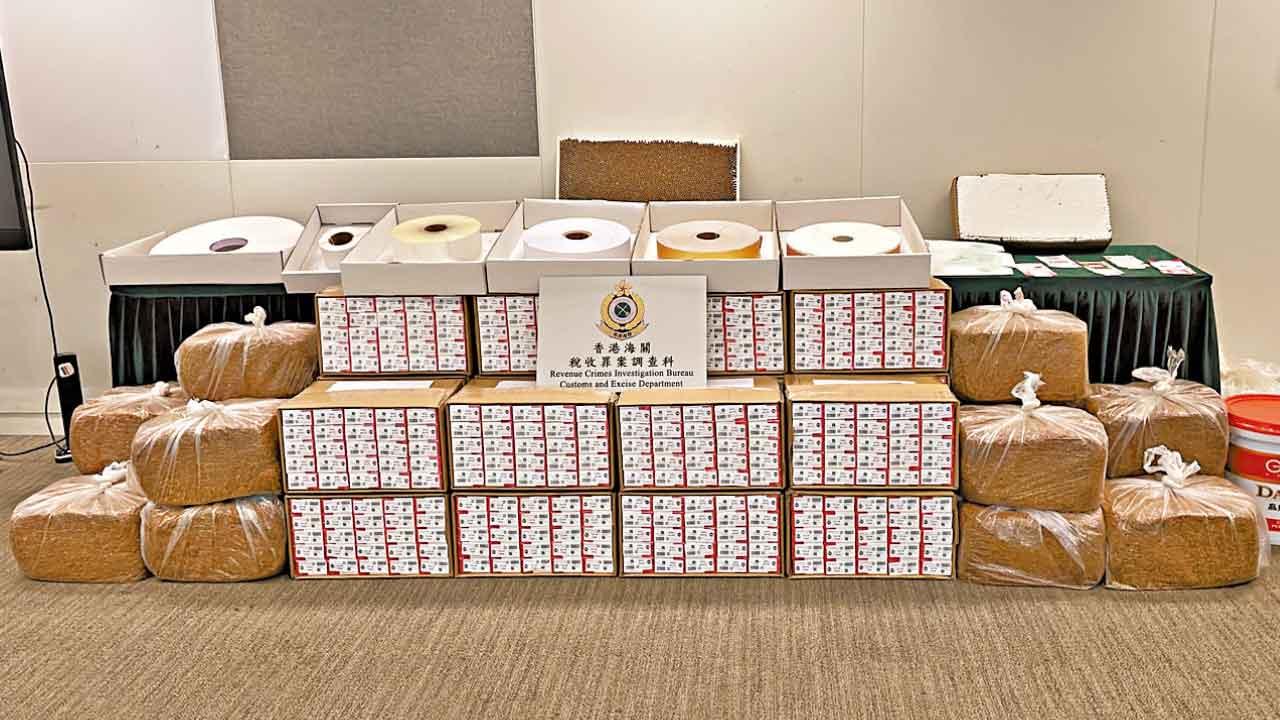 破工廈製冒版煙工場 海關拘7人檢330萬支煙