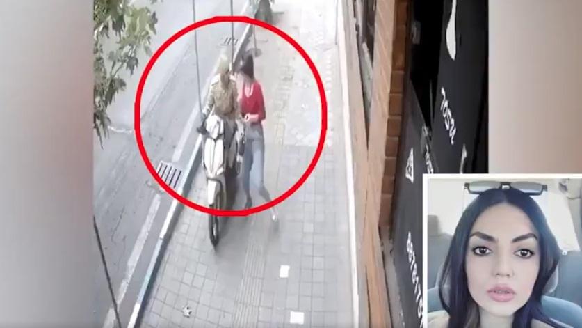 土耳其女子阿利沙赫在德黑蘭街頭被鐵騎士非禮，反遭安全人員拘捕，至今下落不明。(互聯網)