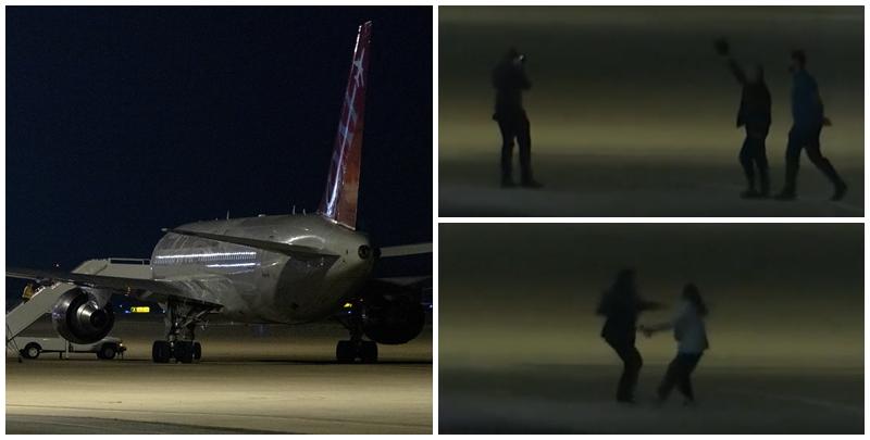  獲中方釋放的3名美國公民，包括78歲的美籍港人梁成運、60歲的中國移民李凱，及48歲得州商人馬克斯威丹，他們乘坐飛機在美國星期三深夜降落得州聖安東尼奧一座軍事基地，與家人團聚。(路透社/影片截圖)