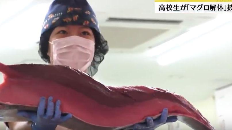 日本女高中生表演劏50公斤吞拿魚 手法超專業