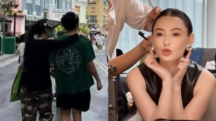 張栢芝新加坡「攬仔」甜遊環球影城 