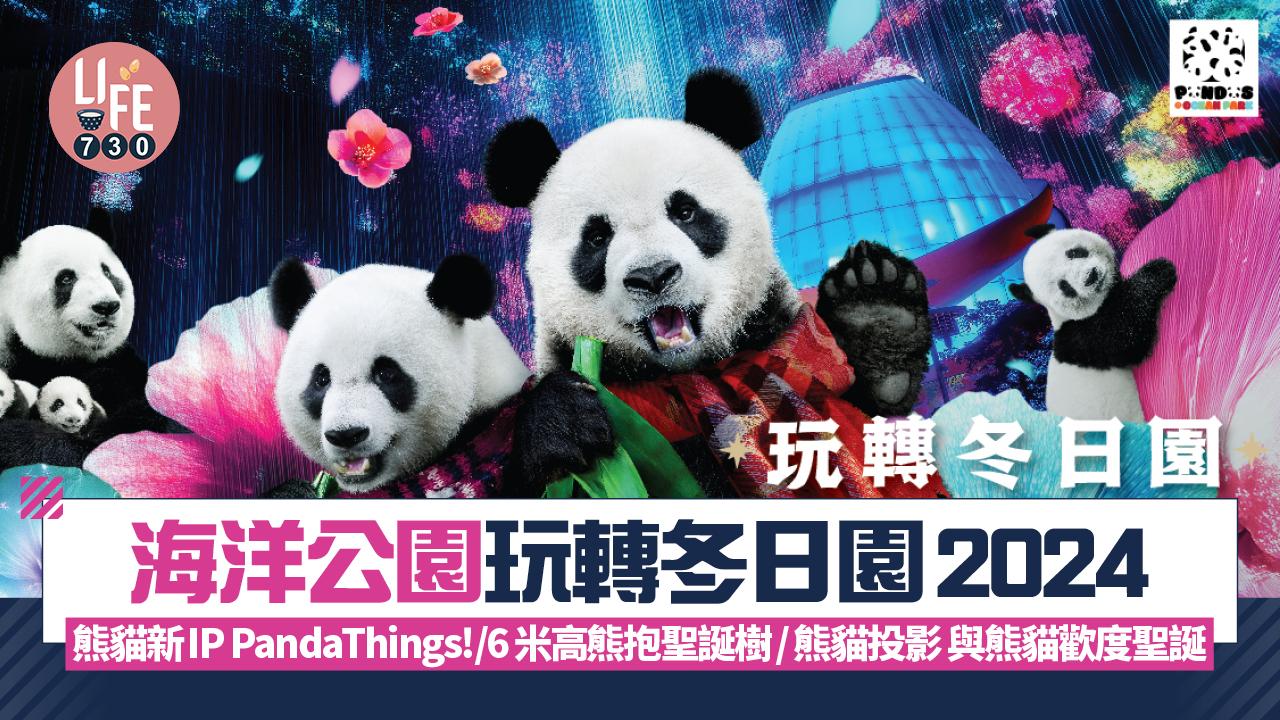 聖誕好去處｜海洋公園玩轉冬日園2024 熊貓新IP PandaThings!/6米高熊抱聖誕樹/熊貓投影 與熊貓歡度聖誕