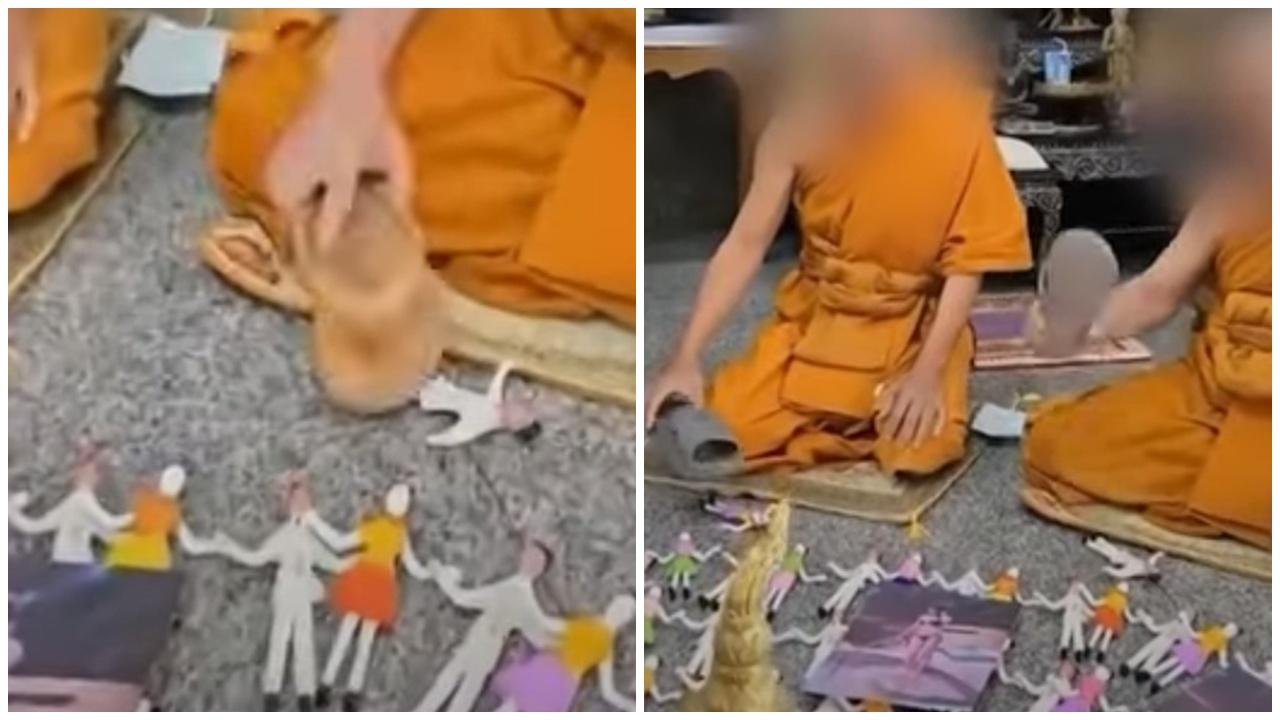 2泰僧受中國遊客委託「打小人」，被勒令還俗。(YouTube)