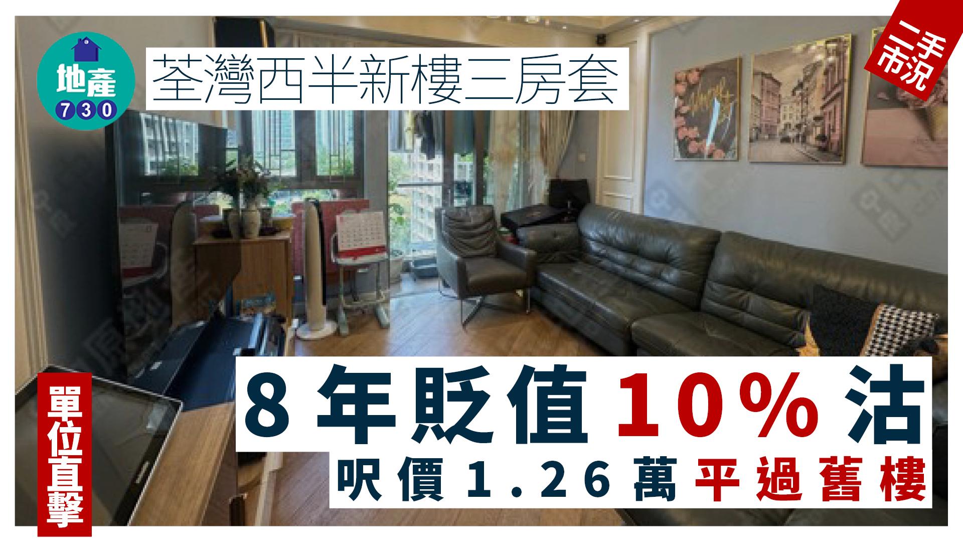 荃灣西半新樓三房套8年貶值百萬沽 呎價1.26萬平過舊樓(多圖)｜二手蝕讓