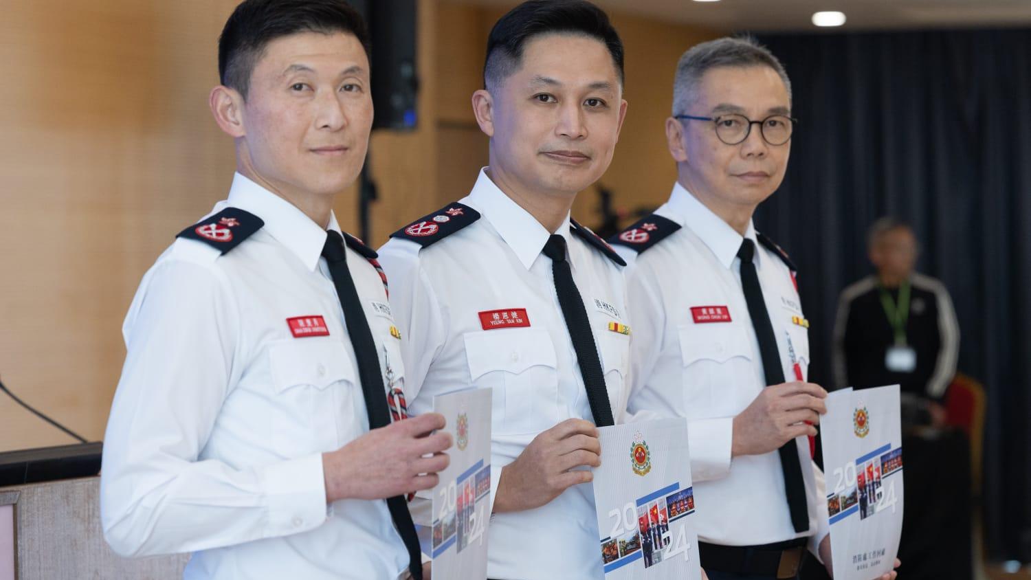 消防處回顧過去一年的工作。(蘇文傑攝)
