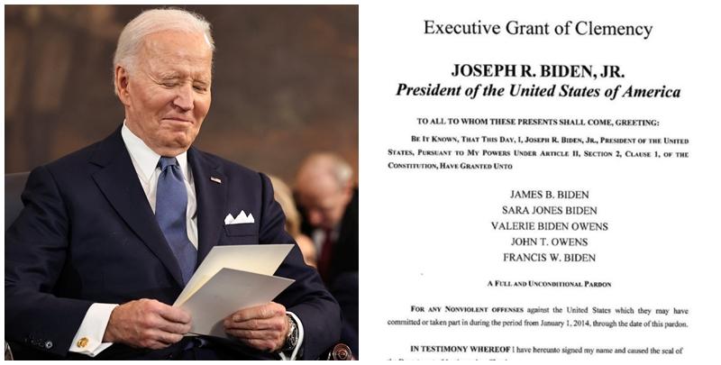 拜登在擔任美國總統最後時刻，預防性赦免他5名家人，應對特朗普及其盟友攻擊。