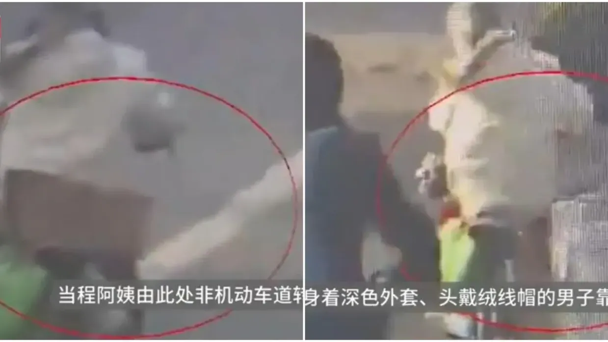 上海一名老婦人領了幾十萬人民幣後，竟放紙箱內綁在自行車後座就騎走，後來不翼而飛。（圖／翻攝微博）