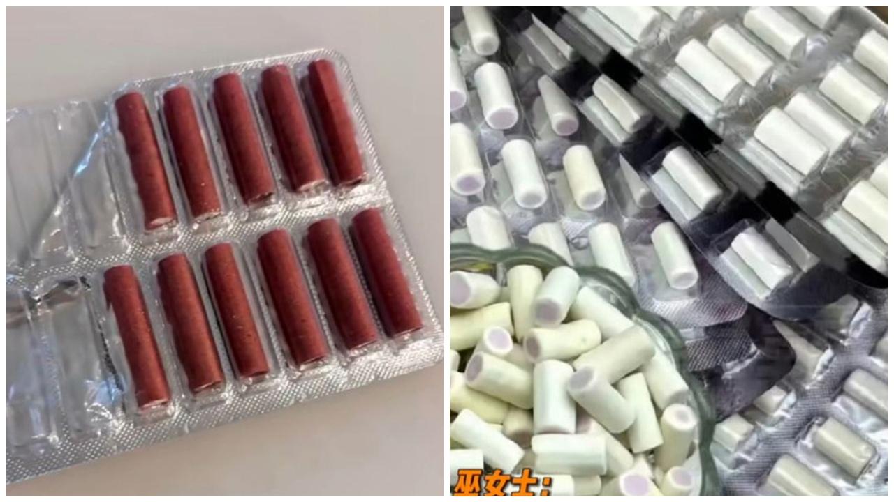 炮仗包裝疑似糖，四川女誤食被炸傷口腔。(微博)