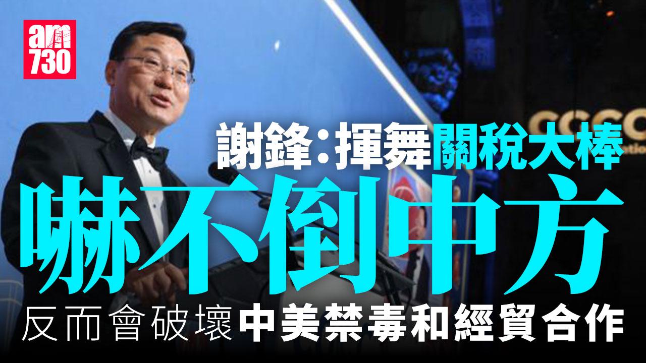 中國駐美大使謝鋒在美國中國總商會成立二十周年慶典發表演說。（中國駐美大使館網站圖片）