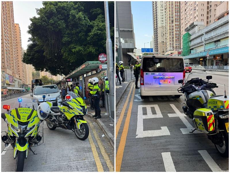 警牛頭角截可疑客貨車，司機涉「停牌期間駕駛」及「駕駛時沒有第三者保險」被捕。(警方圖片)