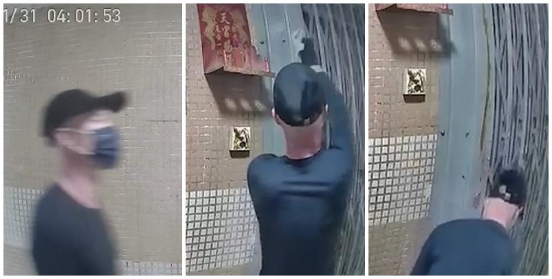 一名男子闖進黃大仙下邨龍豐樓，向其中一個單位門口的鐵閘及門鐘抹上糞便。(影片截圖)