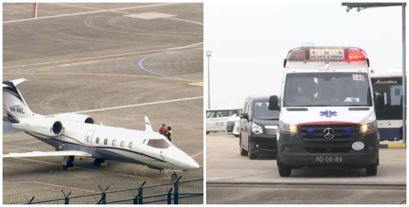 台中新光三越氣爆｜2歲女搭乘醫療專機返回澳門，在山頂醫院深切治療部留醫。(澳廣視)