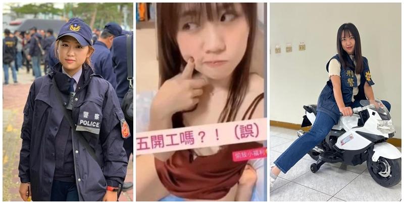 台灣高雄網紅女警蔡玉貝於社交平台上傳睡衣拜年影片，穿著薄紗露出乳溝引起議論，影片現已下架。(ig)