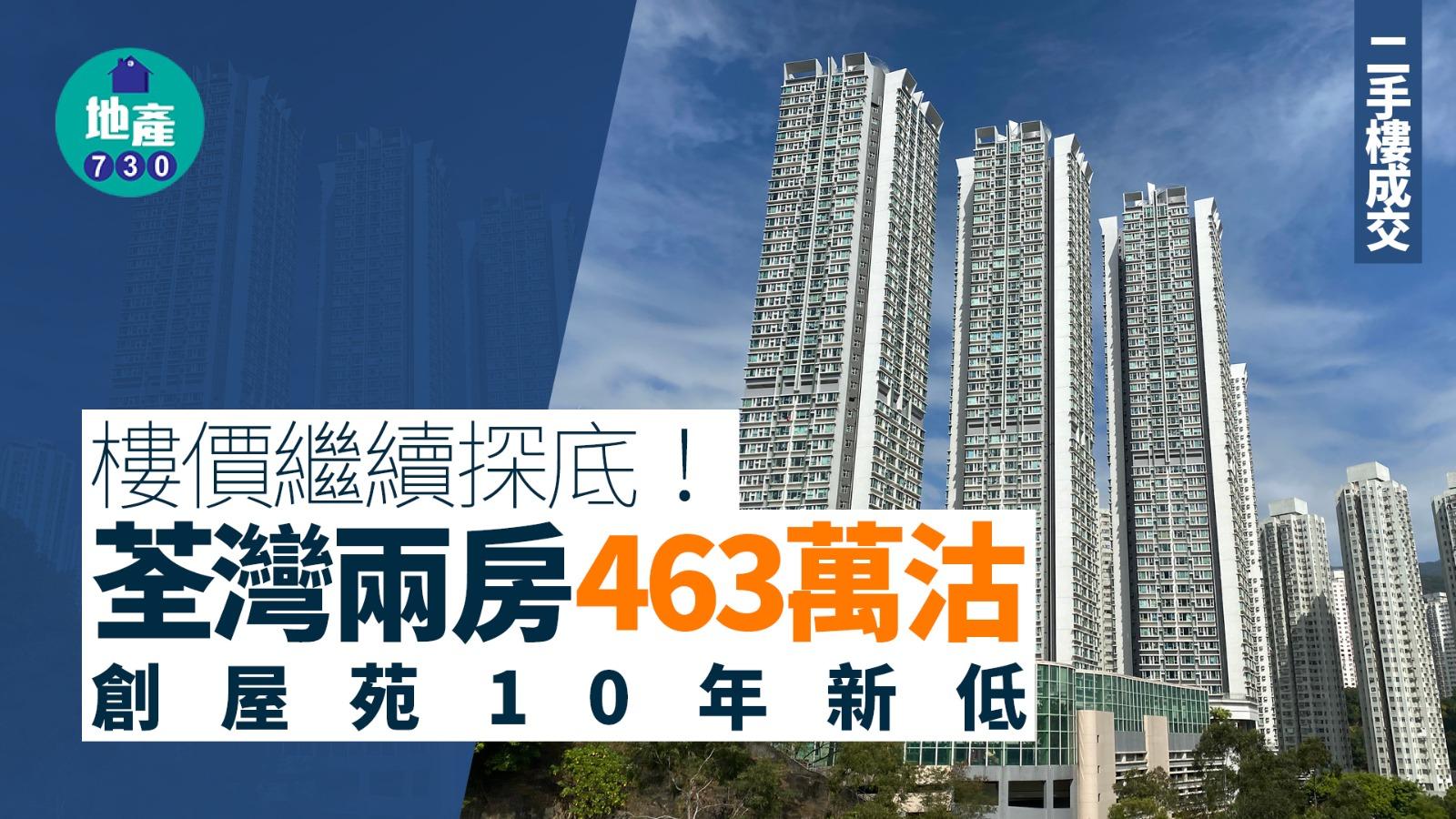 樓價繼續探底！荃灣兩房463萬沽 創屋苑10年新低｜二手樓成交
