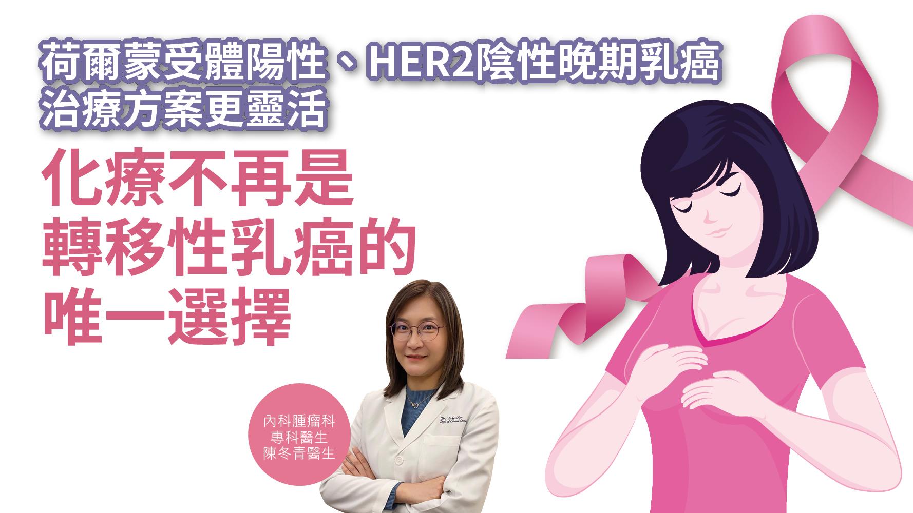 健康解碼｜荷爾蒙受體陽性、HER2陰性晚期乳癌 治療方案更靈活 化療不再是轉移性乳癌的唯一選擇