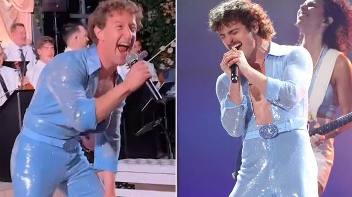 Facebook朱克伯格穿緊身褲 扮格林美歌手Benson Boone為老婆慶生