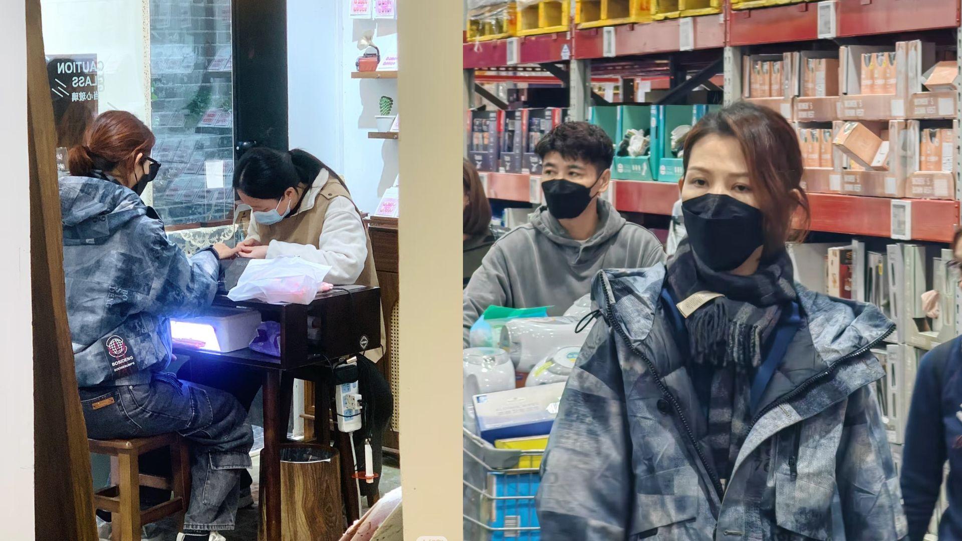 蔡少芬孖張晉北上行山姆婦貨 貼地光顧小店修甲