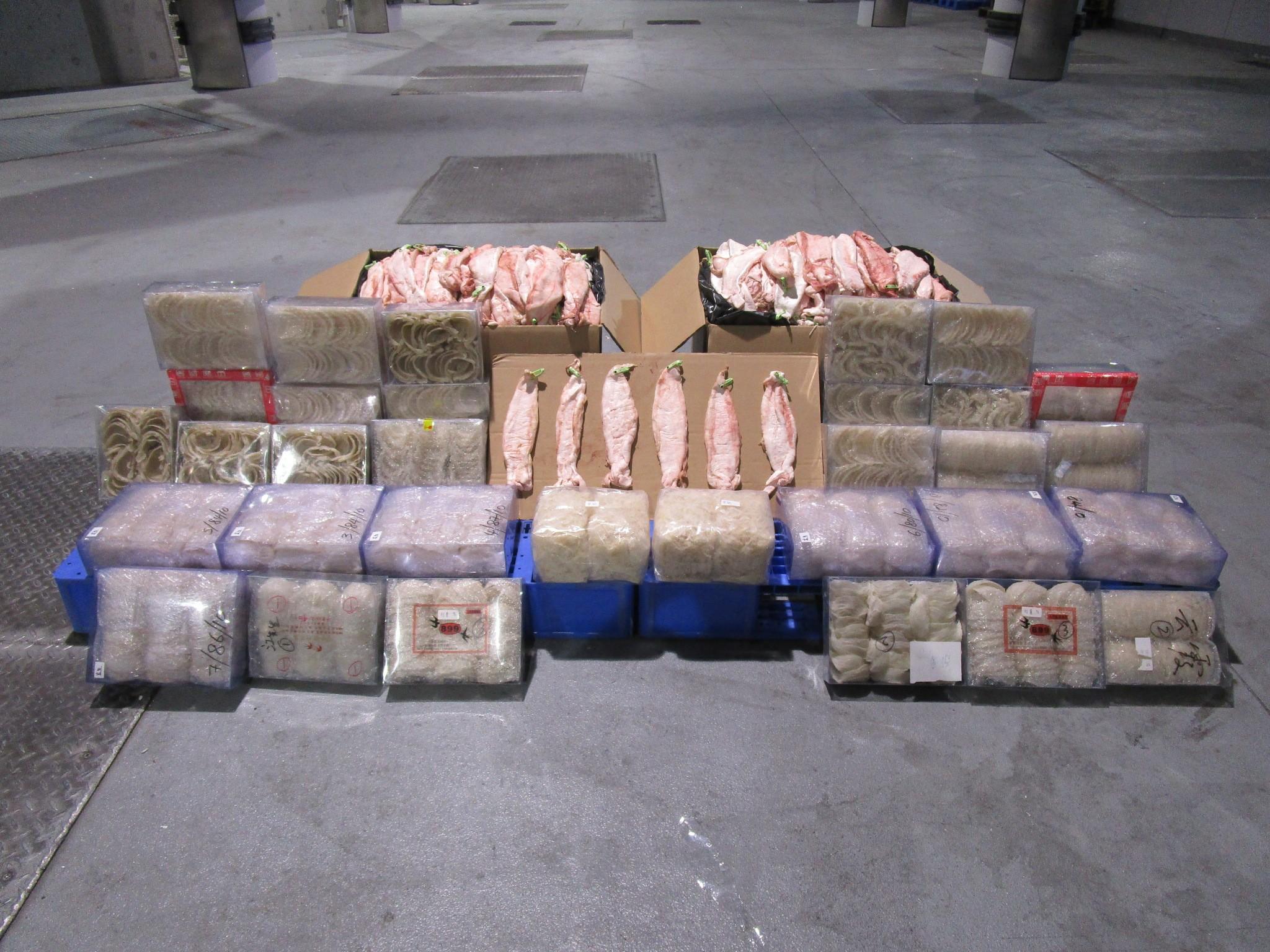 圖示檢獲的懷疑走私食材。(政府新聞處)