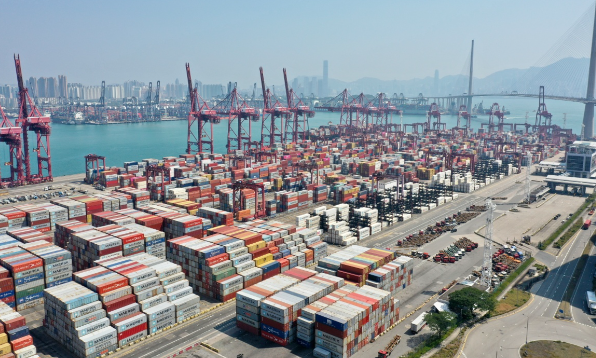 香港產品出口至美國貨值佔香港貿易總值不高。（中新社）