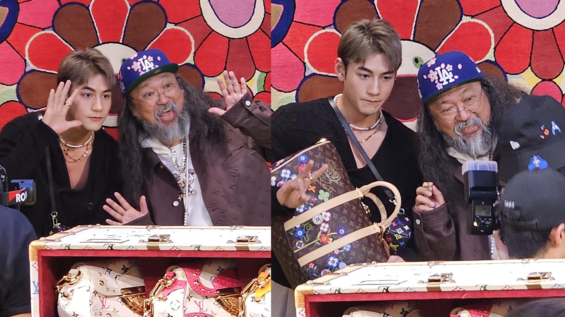 Jeffrey魏浚笙現身Art Basel 捧聯成手袋跟村上隆合照