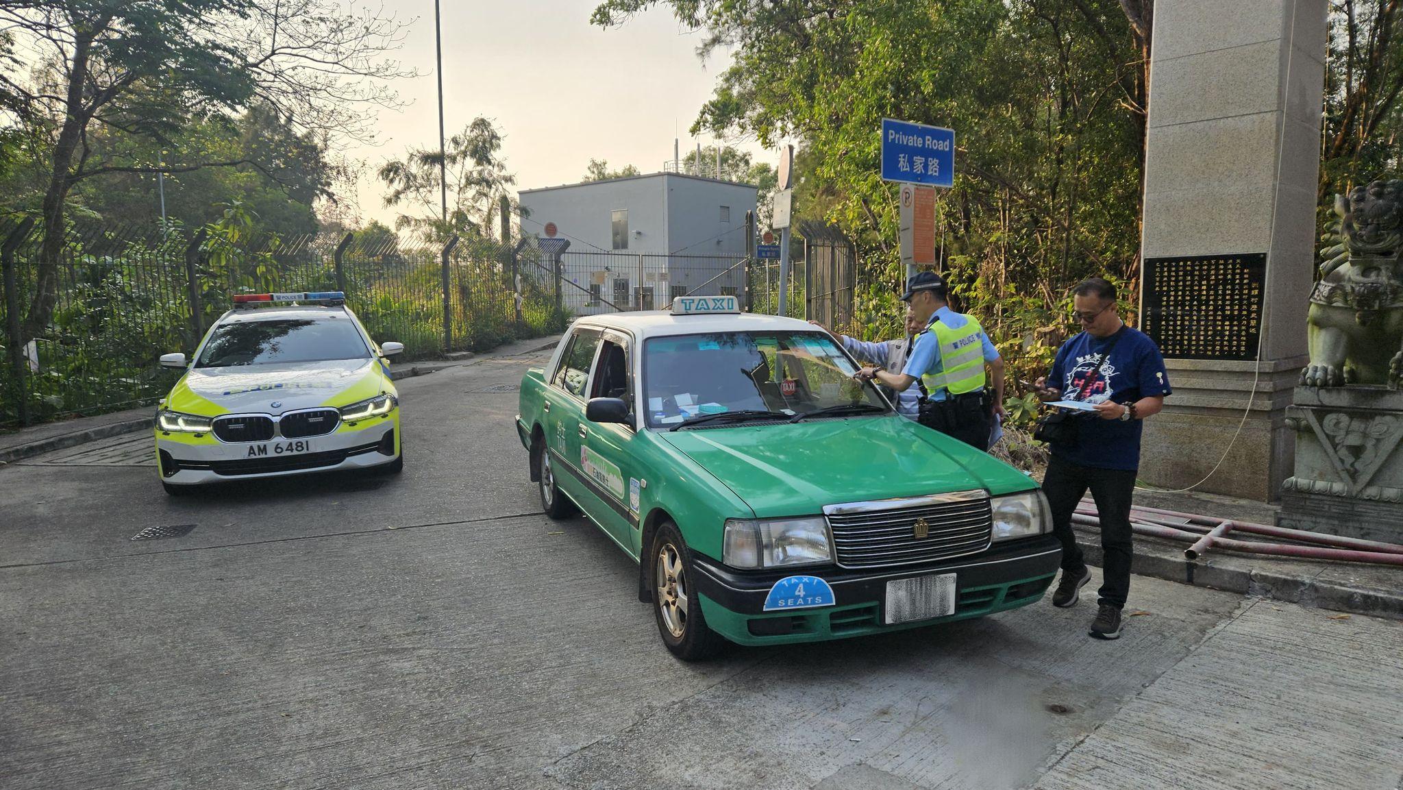 落馬洲6的士司機涉拒載兜客等被捕，包括一名通緝犯。(警方圖片)
