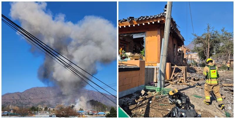 南韓京畿道東北部抱川市周四（6日）早上在南韓及美國軍隊於當地進行聯合軍演期間，有炮彈擊中民房。(網上圖片)